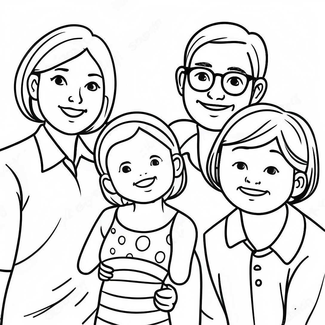 Familia de 5 Páginas para Colorear