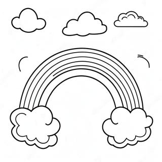 Página para Colorear de un Arcoíris Colorido con Nubes