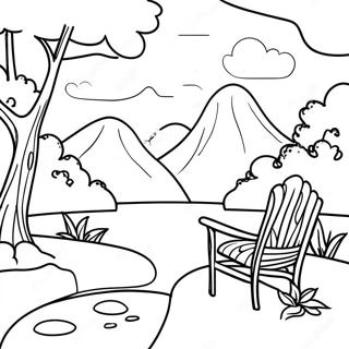 Página para Colorear de Escena Natural Calmante | Página para colorear de Consciente