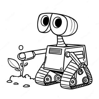Página para colorear de Wall E adorable con Eve | Página para colorear de Wall E