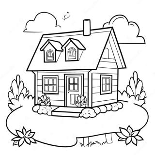 Página para Colorear de una Cabaña Acogedora