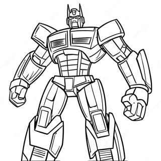 Página para Colorear de Optimus Prime en Pose Heroica | Página para colorear de Transformador
