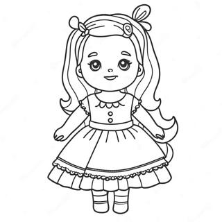 Página para Colorear de Muñeca Linda con Vestido | Página para colorear de Muñeca