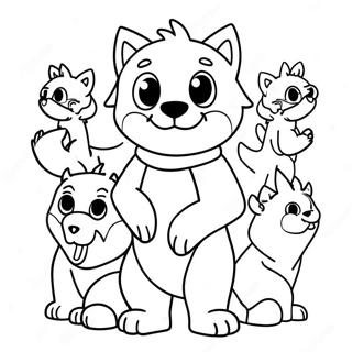 Página para Colorear de Wolfoo con Amigos | Página para colorear de Wolfoo