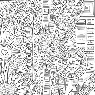 Página para Colorear de Patrones Aztecas Intrincados | Página para colorear de Azteca