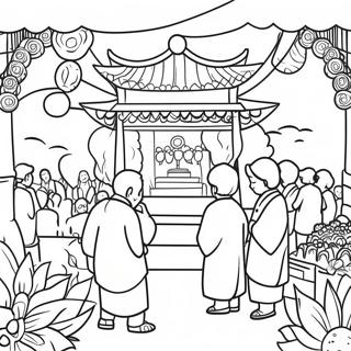 Página para Colorear Escena Colorida del Festival AAPI | Página para colorear de AAPI