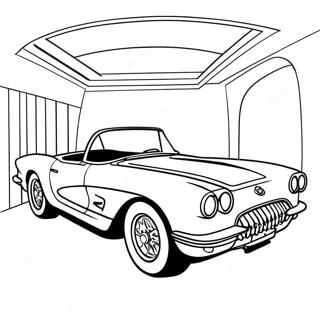 Página para Colorear del Corvette Clásico Convertible | Página para colorear de Corvette