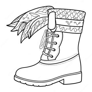 Página para colorear de botas de invierno elegantes | Página para colorear de Botas