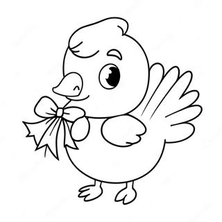 Página para colorear de un pato lindo con un lazo | Página para colorear de Ganso