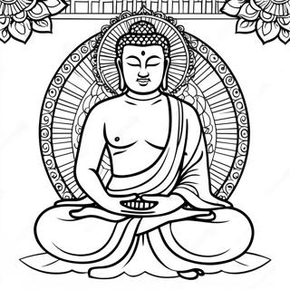 Página para Colorear de Buda Meditador | Página para colorear de Buda