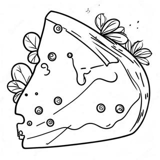 Página para Colorear de una Divertida Rebanada de Queso | Página para colorear de Queso