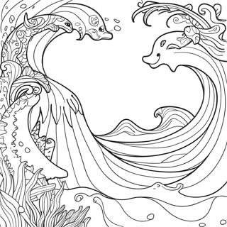 Página para Colorear de Olas Suaves del Océano | Página para colorear de Olas