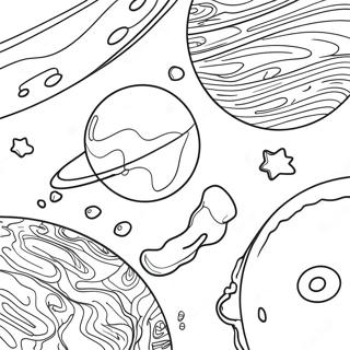 Página para colorear de una escena espacial universal | Página para colorear de Universal