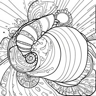 Página para Colorear de Concha de Mar en Espiral | Página para colorear de Concha