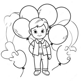 Página para colorear de Daniel con globos coloridos | Página para colorear de Daniel