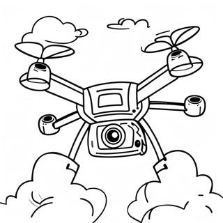 Página para Colorear de Dron Volador en el Cielo | Página para colorear de Dron