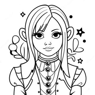 Página para colorear de un personaje emo gótico | Página para colorear de Emo