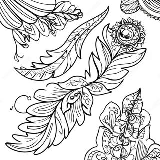 Página para Colorear de Pluma Boho Encantadora | Página para colorear de Boho Simple