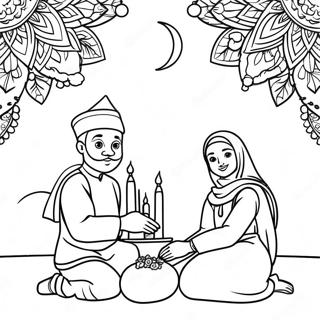Página para Colorear de la Celebración del Eid | Página para colorear de Eid