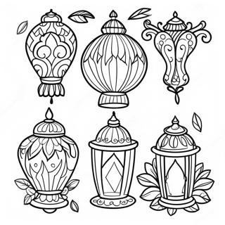 Página para Colorear de Faroles Coloridos del Eid | Página para colorear de Eid