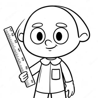 Baldi con una regla en una página para colorear | Página para colorear de Baldi