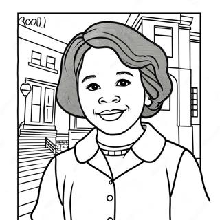 Página para Colorear de Momento Histórico de Ruby Bridges | Página para colorear de Ruby Bridges