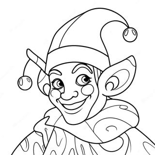 Página para Colorear del Bufón Divertido con Sombrero Colorido | Página para colorear de Bufón