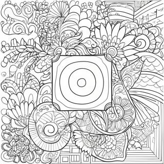 Página para colorear cuadrada con patrones divertidos | Página para colorear de Cuadrado
