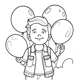 Página para Colorear de Aaron con Globos Coloridos | Página para colorear de Aaron