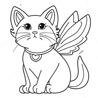 Gato con Alas Páginas para Colorear