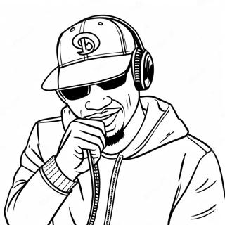Página para Colorear del Genial Rapero con Micrófono | Página para colorear de Rapper