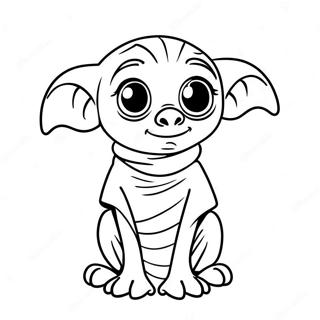 Página para Colorear de Dobby con Calcetines | Página para colorear de Dobby