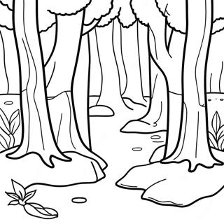 Página para colorear de una escena del bosque | Página para colorear de Bosque