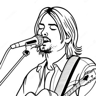 Página para Colorear de Kurt Cobain Cantando | Página para colorear de Nirvana