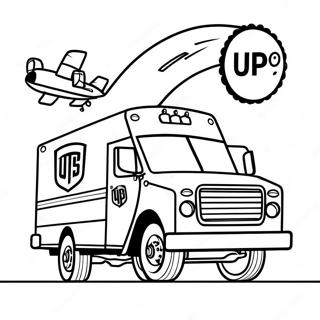 Página para Colorear Camión de Entrega UPS | Página para colorear de UPS