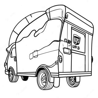 Página para Colorear Entrega de Paquetes UPS | Página para colorear de UPS