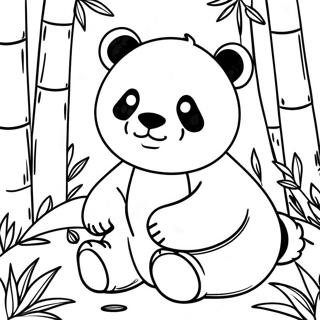 Página para colorear de un Panda Lindos entre Bambú | Página para colorear de Bambú