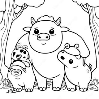 Página para colorear de Appa con amigos | Página para colorear de Appa
