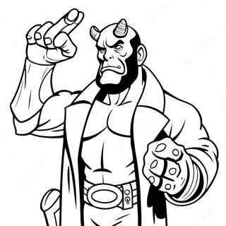 Página para colorear de Hellboy con la mano derecha de la perdición | Página para colorear de Hellboy