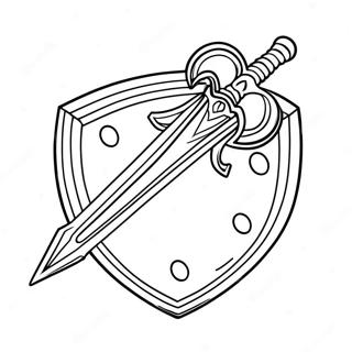 Página para colorear de una espada y un escudo coloridos | Página para colorear de Arma