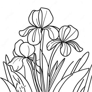 Página para Colorear Hermoso Jardín de Iris | Página para colorear de Iris