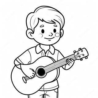 Página para colorear de chico con ukelele | Página para colorear de ChicoConUke