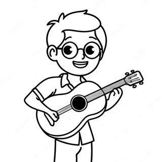 Página para Colorear de un Chico Genial con Ukelele | Página para colorear de ChicoConUke