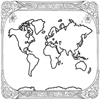 Página para Colorear del Mapa del Mundo | Página para colorear de Mapa