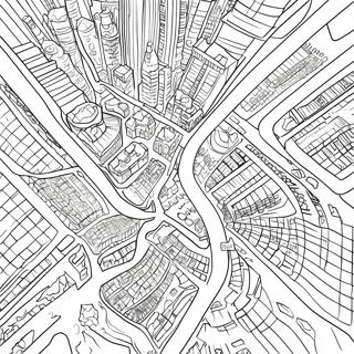 Página para Colorear de Mapa de Ciudad Detallado | Página para colorear de Mapa