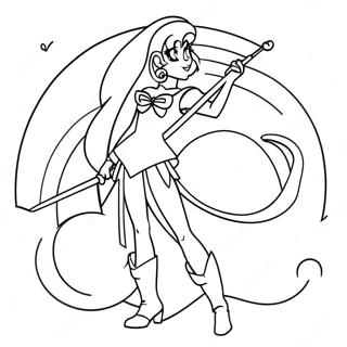 Página para colorear de Sailor Pluto en una pose elegante | Página para colorear de Sailor Pluto