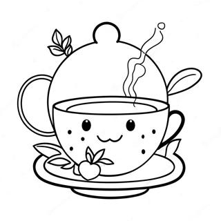 Página para colorear de una linda taza de té | Página para colorear de Té
