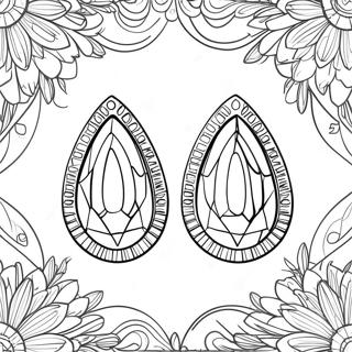 Página para colorear de pendientes de diamante brillante | Página para colorear de Pendientes