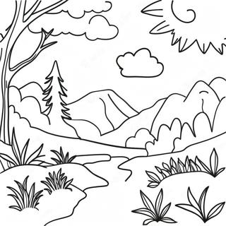 Página para Colorear de Escena Natural Horizontal | Página para colorear de Horizontal