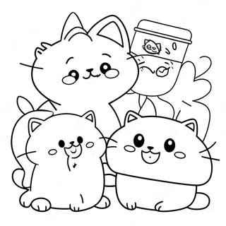 Página para Colorear de Lindos Chococat con Amigos | Página para colorear de Chococat